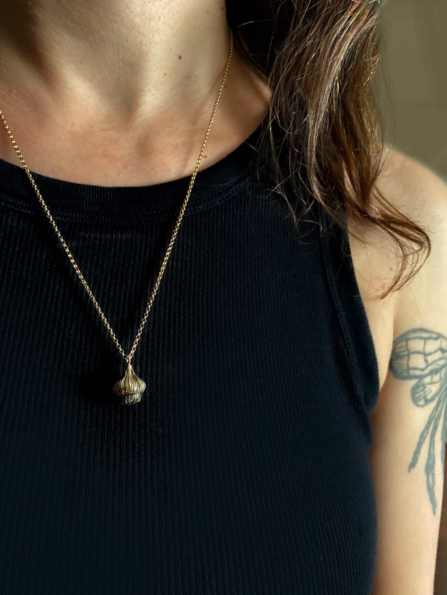 Garlic Necklace in Bronze